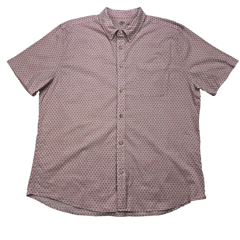 Faherty Shirt Men XXL Short Sleeve Button Down Pink Cotton Stretch Casual